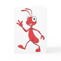 Happy and Friendly Ant Walking Card