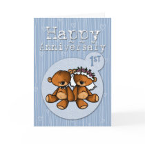 happy anniversary bears - 1 year greeting cards