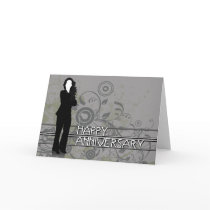 happy anniversary : business silhouette : cards