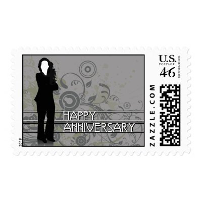 happy anniversary : business silhouette postage by occasionINVASION