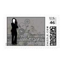 happy anniversary : business silhouette postage