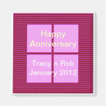 Happy Anniversary -  Pink Square Memory Bank Fridge Magnets