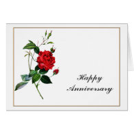 Happy Anniversary  Red Rose, Pierre Joseph Redouté Cards