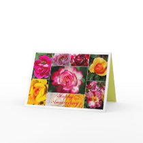 Happy Anniversary Rose Collage Yellow Interior Card