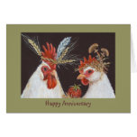 Happy Anniversary with rooster and hen Card