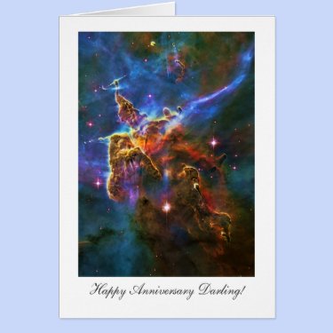 Happy Anniversay Darling, Starry Carina Nebula Greeting Card