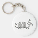Happy Armadillo unique whimsical line drawing art Key Chains