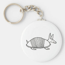 Happy Armadillo unique whimsical line drawing art Key Chains