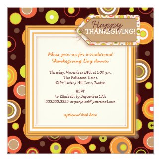Happy Autumn Dots Retro Thanksgiving Dinner Personalized Announcements