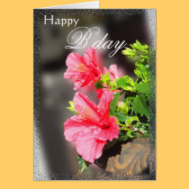 Happy B day with hibiscus card cards