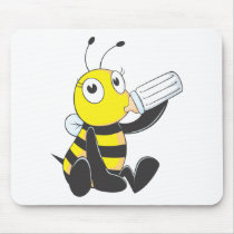 Happy Baby Bee Drinking Milk Mousepad