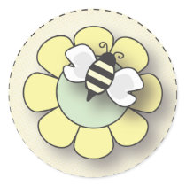 Happy Baby Bee in Yellow Round Sticker