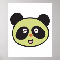 happy baby panda face posters