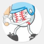 Happy Baseball Player Round Stickers