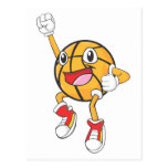 Happy Basketball Player Jumping Post Card