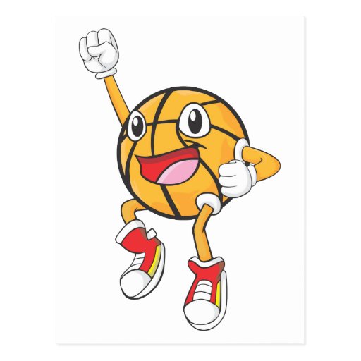 Happy Basketball Player Jumping Post Card
