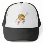 Happy Basketball Player Making a Block Trucker Hats