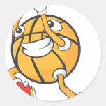 Happy Basketball Player Making a Shot Round Sticker
