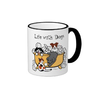 Happy Bath Time Black Labrador Cartoon Mugs