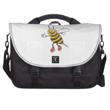 Happy bee cartoon laptop messenger bag