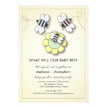 Happy Bee Family Couples Baby Gender Reveal Party Personalized Invite