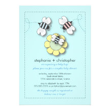 Happy Bee Family Couples Baby Shower for Boy Announcement