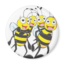 Happy Bee Family Having Fun Together Magnets