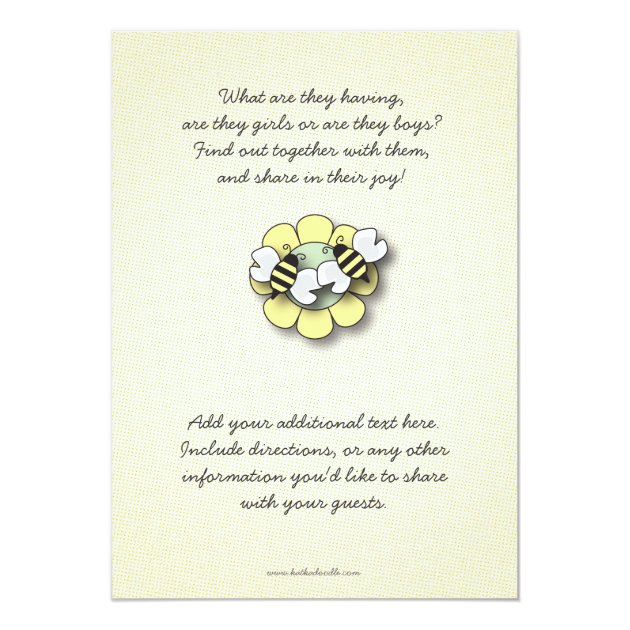 Happy Bee Family Twins Gender Reveal Baby Shower Card