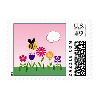 Happy Bee Flower Garden Stamps