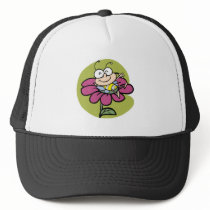 happy bee on flower mesh hats