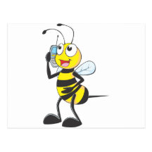 Happy Bee on Phone Post Card
