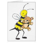 Happy Bee Playing with Teddy Bear Greeting Cards