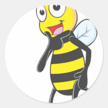 Happy Bee Round Stickers