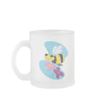 happy bee with pastel flowers coffee mugs