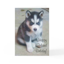Happy Belated Birthday Husky greeting card
