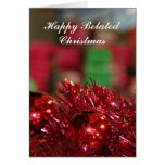 Happy Belated Christmas Red Ornament greeting card