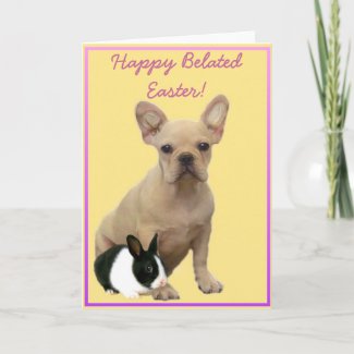 Happy Belated Easter French bulldog greeting card card