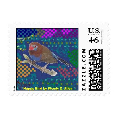 Happy Bird by Wendy C. Allen Postage Stamp by eelkat
