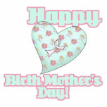 Happy Birth Mothers Day Ribbon Heart Acrylic Cut Out