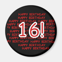 Happy Birthday 16 Magnets