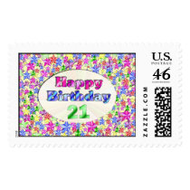Happy Birthday 21 postage by dndartstudio Happy Birthday 21 postage