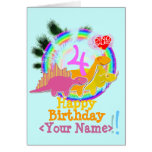 Happy Birthday 4 Years, Your Name Dinos Card