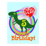 Happy Birthday 5 Years T-Rex Dino Postcard