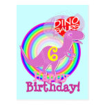 Happy Birthday 6 Years Purple T-Rex Postcard