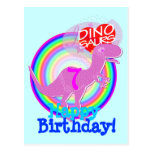 Happy Birthday 7 Years Purple T-Rex Dino Postcard