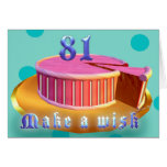 Happy Birthday 81 Birthday Card Pink Cake stripes