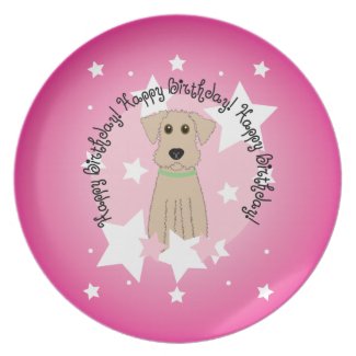 Happy Birthday Airedale Terrier Plate plate