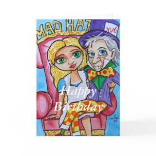 Happy Birthday Alice in wonderland mad hatter Greeting Card