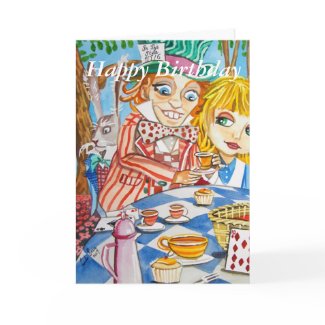 Happy Birthday Alice in wonderland tea party card