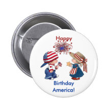 Happy Birthday America Pinback Buttons
